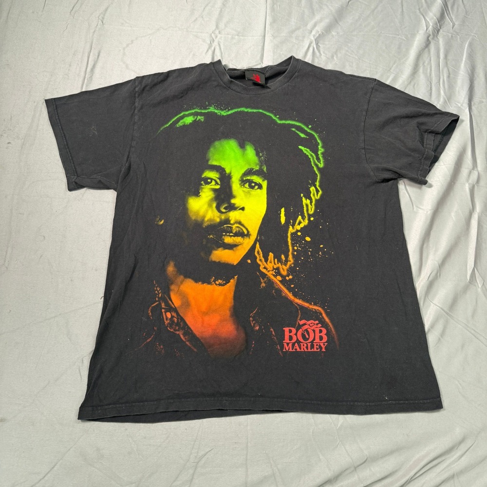Bob Marley Zion Rootswear Graphic T-Shirt Mens 1X Black Reggae Rasta Portrait